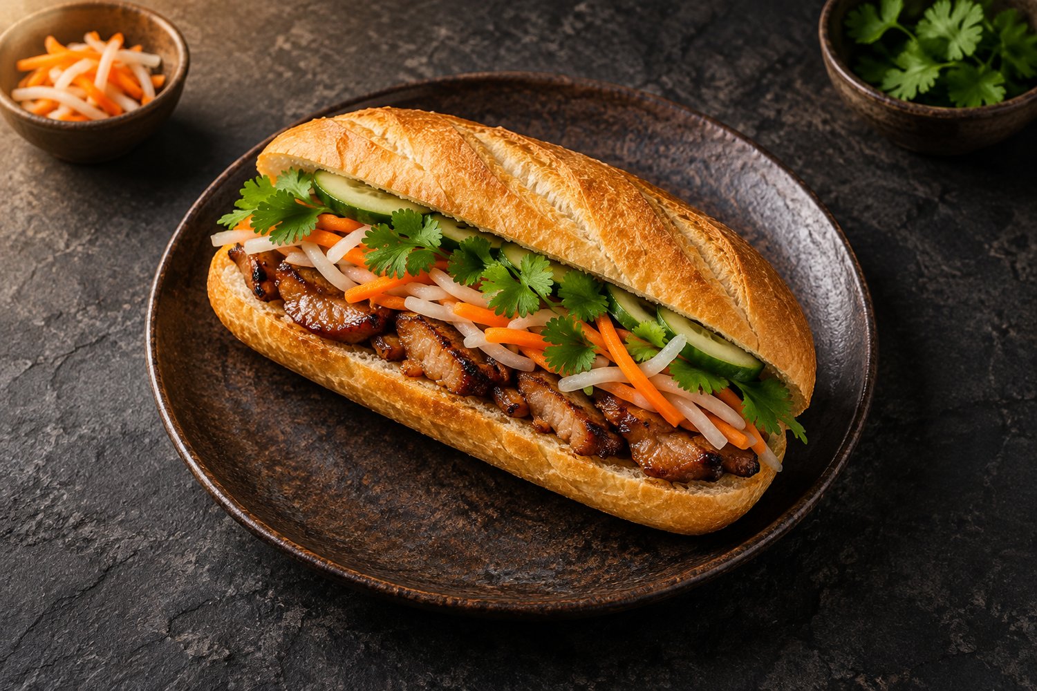 Bánh mì in einer Keramikschale (mit AI erstelltes Bild)