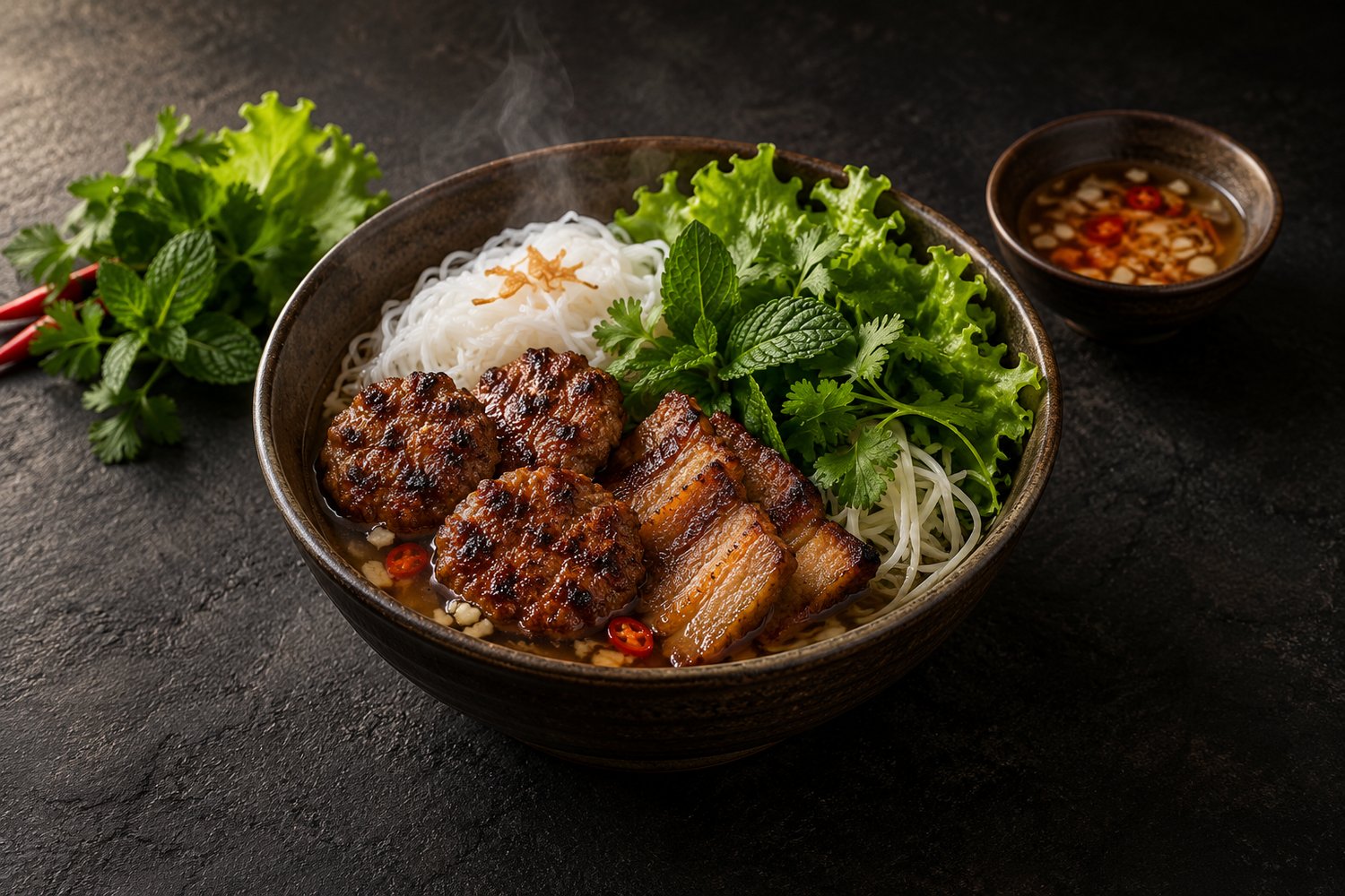 Fertiges Gericht: Bún chả (mit AI erstelltes Bild)